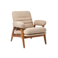 Fauteuil en tissu beige avec structure en bois